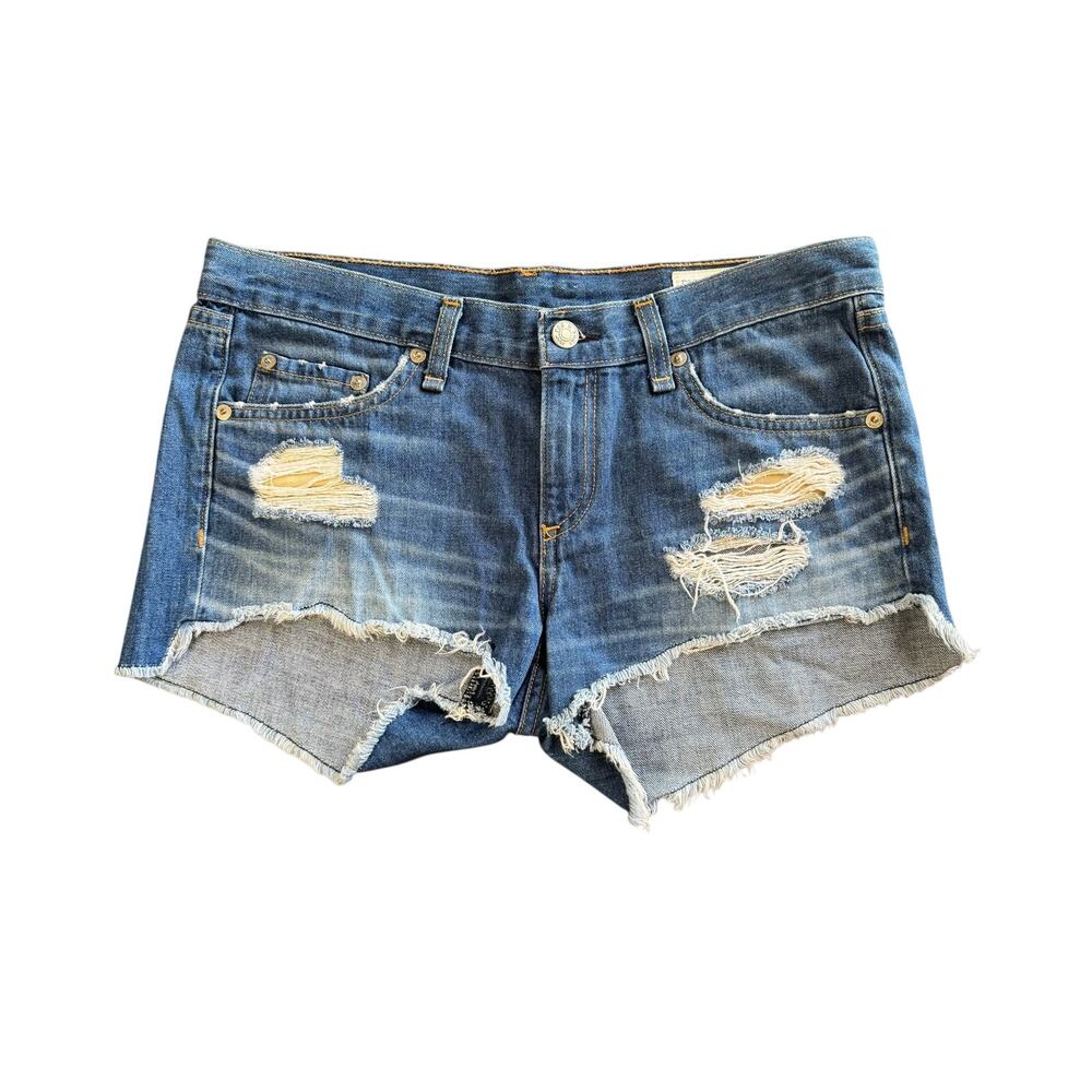 Rag & Bone Women's Raw Hem Distressed The Cut Off Denim Jean Shorts Size 26